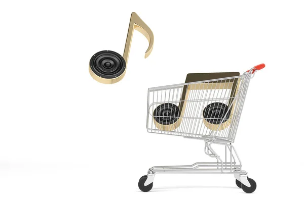 Carrito Compras Símbolos Música Speaker Ilustración —  Fotos de Stock