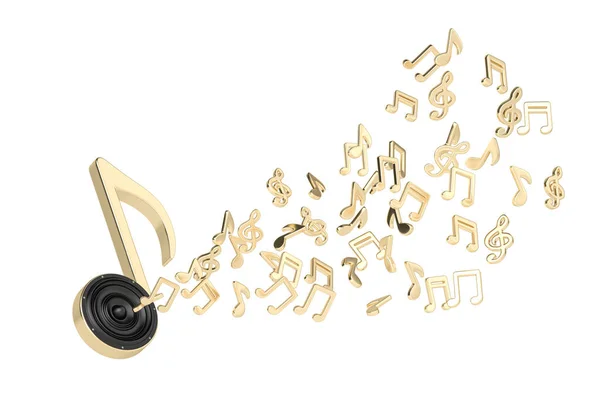 Musik Symboler Och Högtalare Isolerade Vit Bakgrund Illustration — Stockfoto