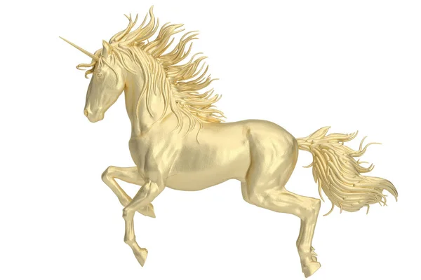 Gold Unicorn Isolated White Background Rendering Illustration — Stockfoto