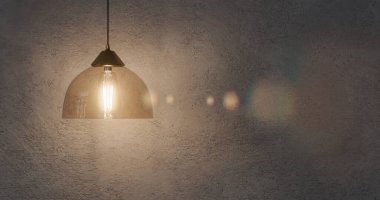 Çimentodaki yüksek gerçekçilik ampulü 3D illüstrasyon.