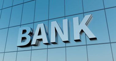 Mavi gökyüzüne karşı modern ofis binası. perde arkası 3D illüstrasyon.