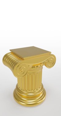 Yunan sütun standı, Tek Yunan sütunu Beyaz Arkaplanda tecrit edilmiş, 3D görüntüleme. 3B illüstrasyon.