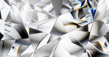 Elmas dokusu yakın çekim ve kaleydoskop 3D illüstrasyon.