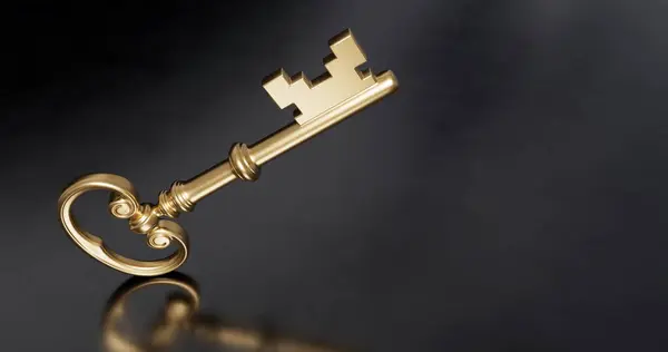 Realistic vintage keys transparent set with isolated images of retro design golden keys on black background