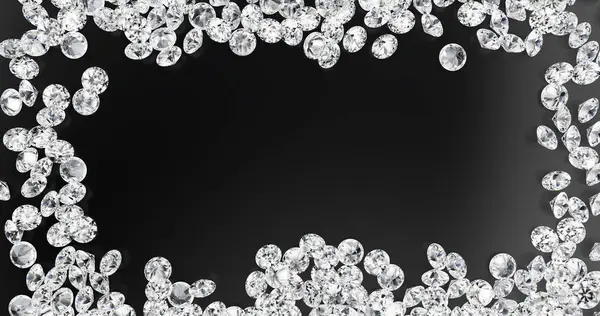 Shiny diamonds on black background.3D illustration.