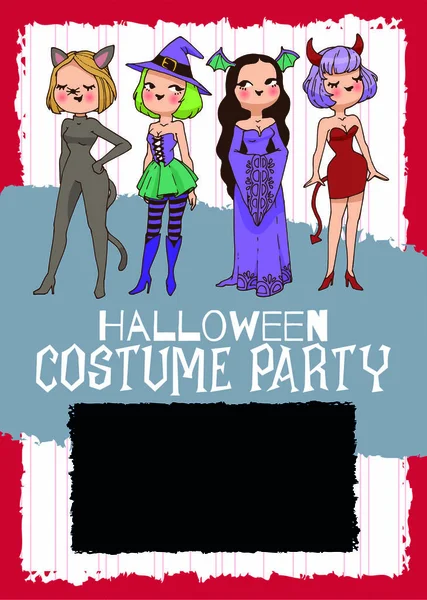 Halloween Kostým Party Pozvánka Pozdrav Karta Prázdné Šablony Upravit — Stock fotografie