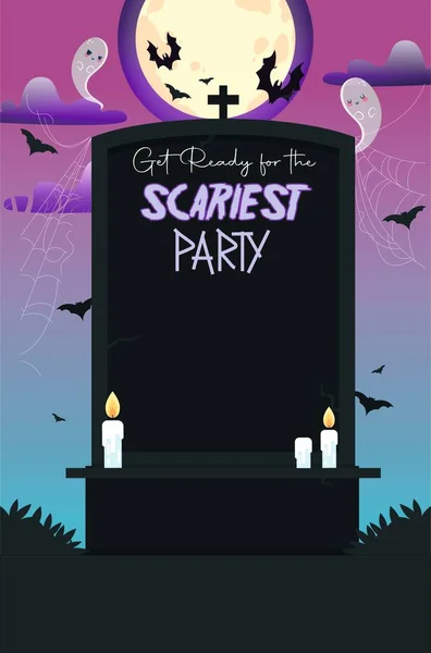 Scariest party invitation greeting card blank template for Halloween