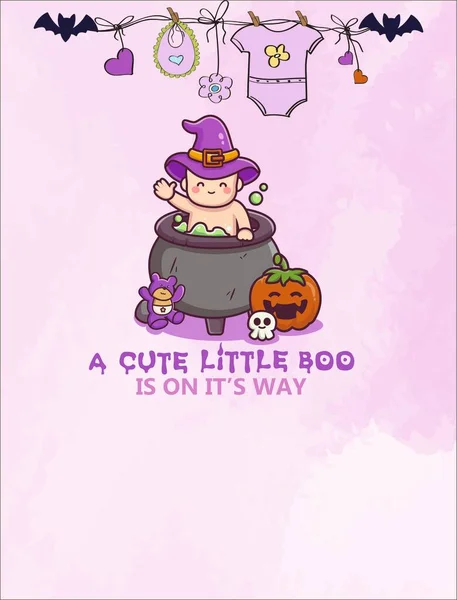 Baby Ankunft Halloween Stil Leere Editierbare Karte Einladung Ankündigung — Stockfoto