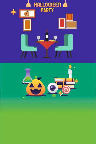 Einzigartige Halloween Party Einladung Grußkarte Leere Vorlage Für Brunch Mittagessen — Stockfoto