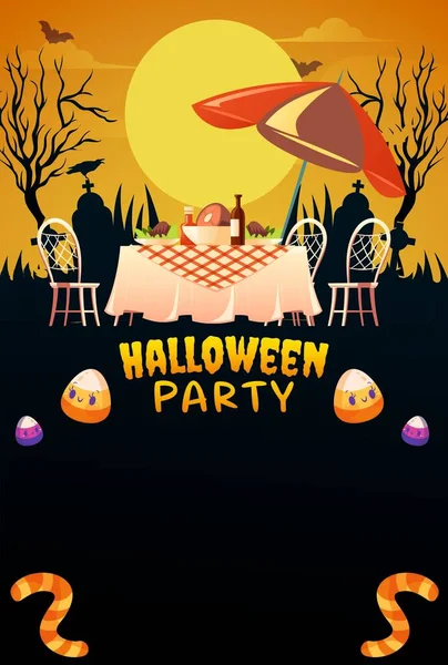 Unique Halloween Party Invitation Greeting Card Blank Template Brunch Lunch — Stock Photo, Image