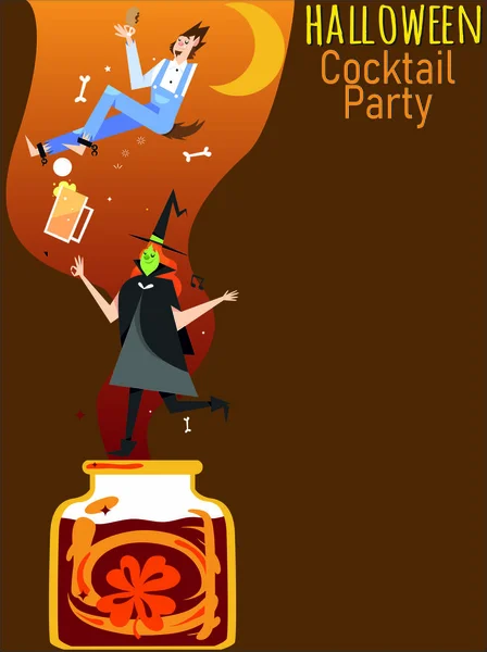 Einzigartige Halloween Cocktail Alkohol Party Einladung Grußkarte Leere Vorlage — Stockfoto