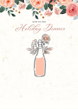 Noel yemeği daveti boş şablon kartı düzenlenebilir