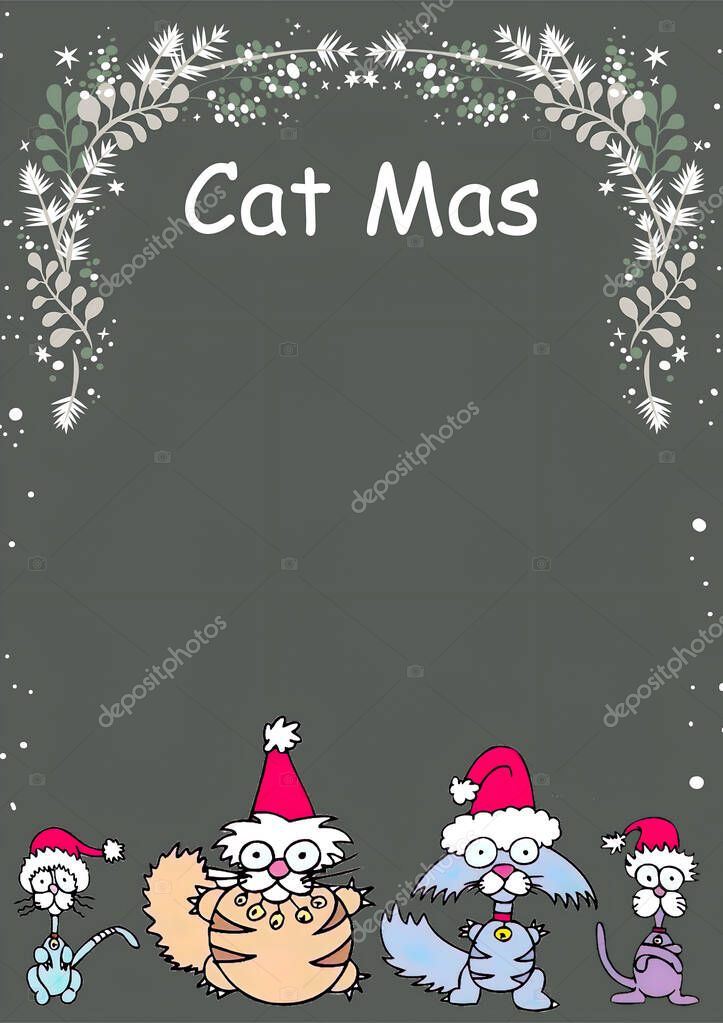 Christmas Cat Pet Party Invitation Background Template Blank editable.
