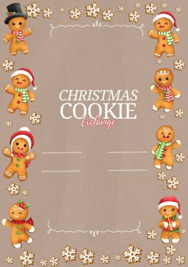 Noel Kurabiyesi Değişim Partisi Davetiyesi Arkaplan Şablonu Düzenlenebilir Boş