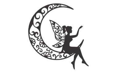 Fairy on moon silhouette logo