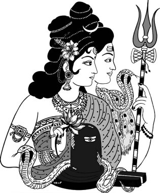Lord Shiva ve Parvati Line sanat mandala tanrı png