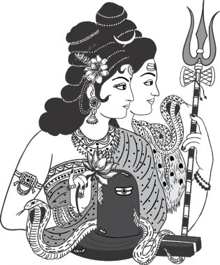 Lord Shiva ve Parvati Line sanat mandala tanrı png