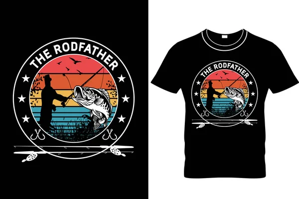 Rodfather Pêche Shirt Pêcheur Chemise Funny Fishing Shirt Cadeaux Pêche — Image vectorielle