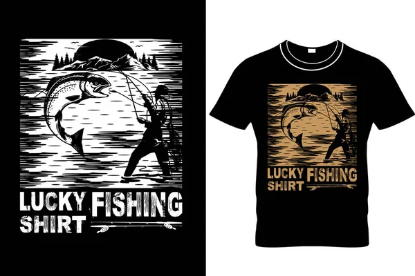 Şanslı Balıkçı Tişörtü Balıkçı Tişörtü Komik Balıkçı Tişörtü Balıkçı Hediye — Stok Vektör