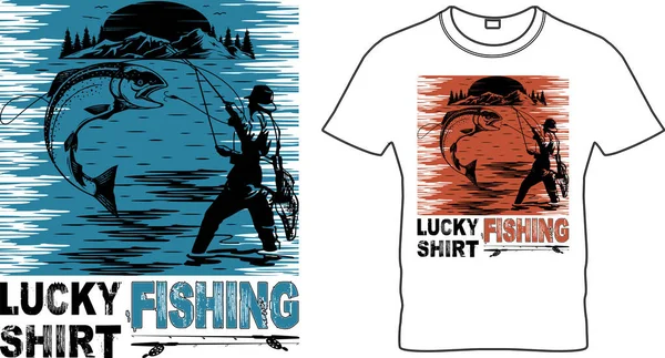 Conception Chemise Pêche Chanceuse Shirt Pêche Chemise Pêche Drôle Shirt — Image vectorielle