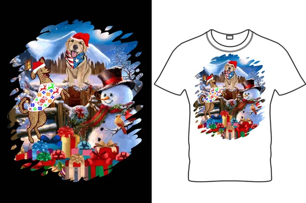 Christmas Dog Lover Shirt Design Funny Christmas Shirt Funny Dog — Stock Vector