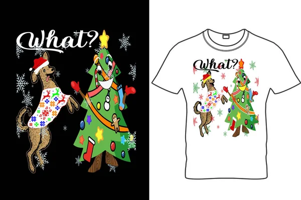 Noel Köpeği Tişörtü Tasarımı Komik Noel Tişörtü Komik Köpek Noel — Stok Vektör