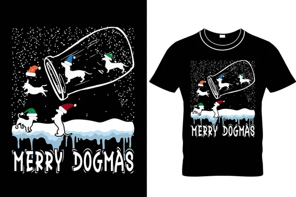 Mutlu Dogmas Christmas Shirt Design Noel Tişörtü Komik Köpek Tişörtü — Stok Vektör