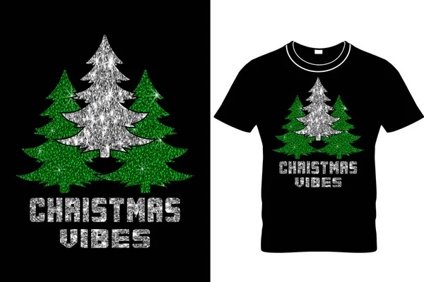 Shirt Paillettes Vibes Noël Conception Chemise Noël Chemises Noël Familiales — Image vectorielle