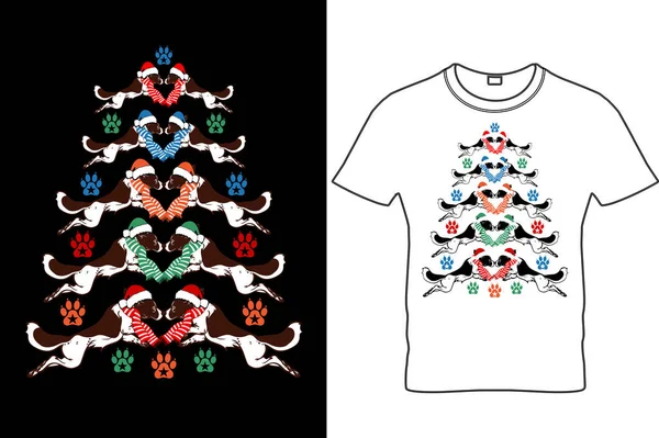 Mutlu Dogmalar Köpek Sevgisi Tişörtü Tasarımı Aile Tişörtü Hediyesi Noel — Stok Vektör