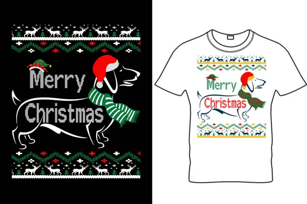 Mutlu Noeller Köpek Sevgisi Tişörtü Tasarımı Aile Tişörtü Hediyesi Noel — Stok Vektör