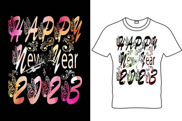 Feliz Ano Novo 2023 Retro Shirt Design Design Ano Novo — Vetor de Stock