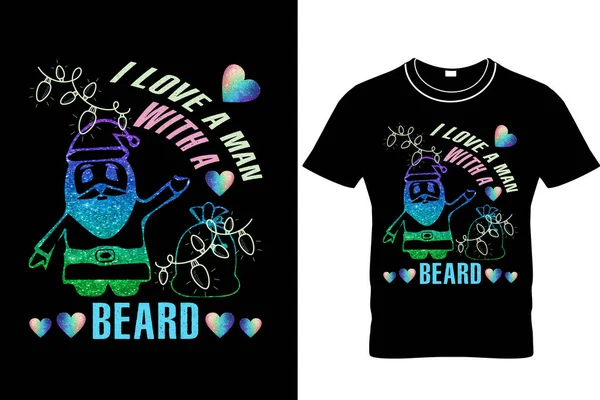 Love Man Beard Christmas Shirt Design Sweat Barbe Drôle Santa — Image vectorielle