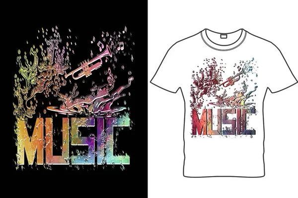 Music Shirt Tasarımı Musician Shirt Müzik Sloganı Music Shirt Music — Stok Vektör