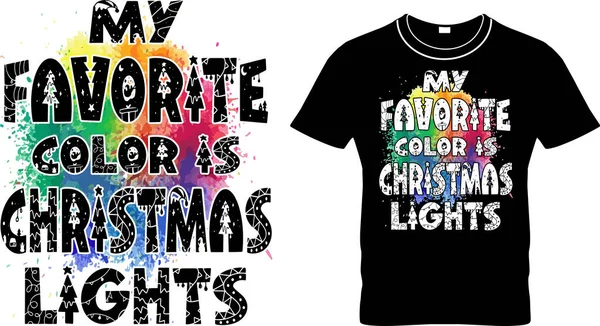 Mój Ulubiony Kolor Christmas Lights Shirt Design Christmas Family Matching — Wektor stockowy