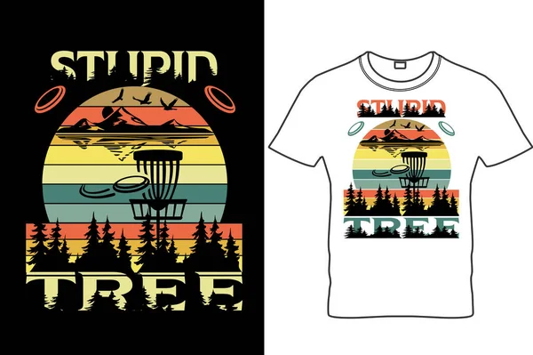 Stupid Tree Shirt Design Funny Disc Golf Shirt Design Disc — Stock Vector