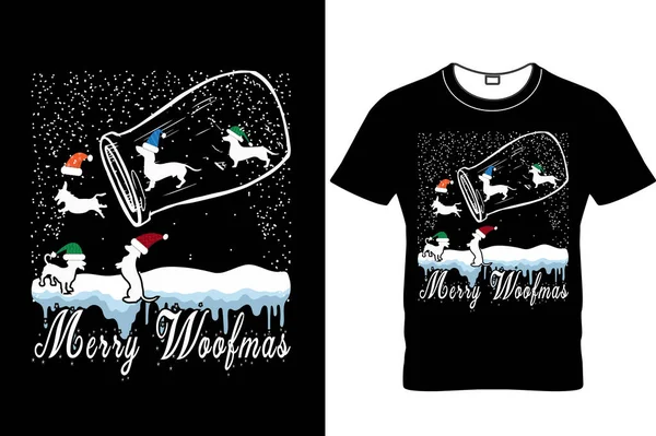 Merry Woofmas Christmas Shirt Design Dog Lover Christmas Navidad Con — Archivo Imágenes Vectoriales