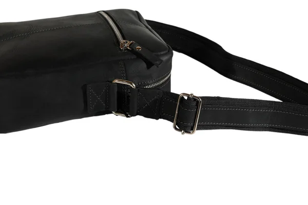 Men Black Stylish Leather Bag Strap White High Quality Photo — Stock Photo, Image