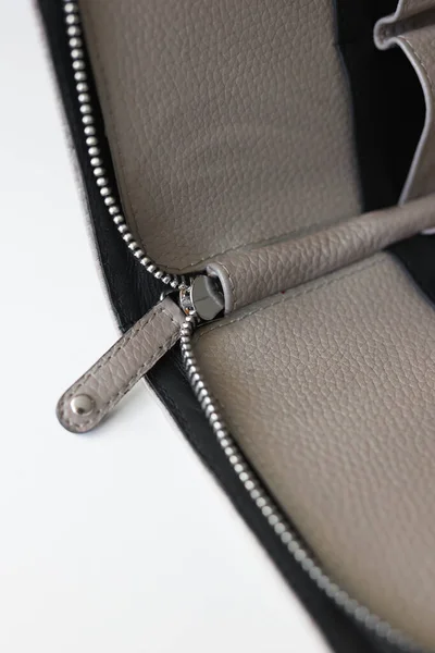 Black Textile Accessories Zipper Metal Various Types Zippers Black Fabric — Stock Photo, Image