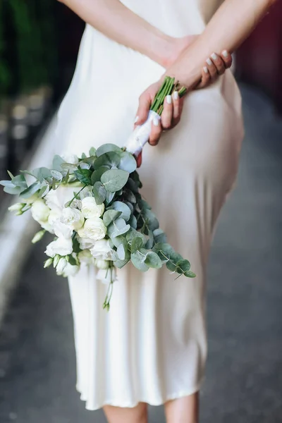 Bouquet Mariée Avec Pivoines Succulents Photo Haute Qualité — Photo
