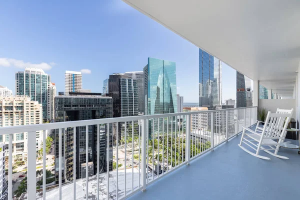 Vista Desde Balcón Del Centro Miami Con Modernas Torres Edificios — Foto de Stock