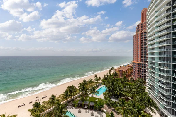 Vista Aérea Playa Miami Con Edificios Modernos Fondo Cielo Azul — Foto de Stock