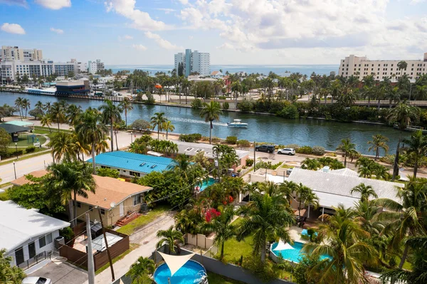 Vista Aérea Del Barrio Hollywood Lakes Miami Plantas Tropicales Clima — Foto de Stock