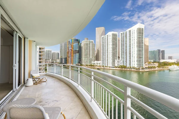 Vista Desde Balcón Isla Brickell Key Miami Edificios Modernos Torres — Foto de Stock