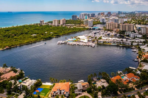 Luchtfoto Drone Van Coral Ridge Buurt Fort Lauderdale Miami Verenigde — Stockfoto