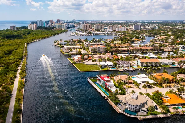 Aerial Drone Shot Coral Ridge Neighborhood Fort Lauderdale Miami Usa — Foto de Stock
