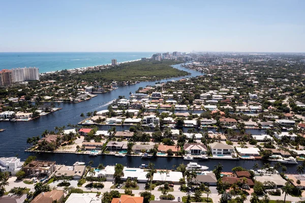 Légi Felvétel Coral Ridge Környékéről Fort Lauderdale Miami Usa Kereskedelmi — Stock Fotó