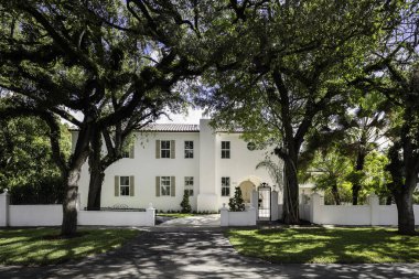 Güney Florida 'da beyaz ev ve ağaçlar