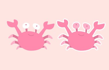 su, yengeç, etiket, vektör sanatı ve illüstrasyon.