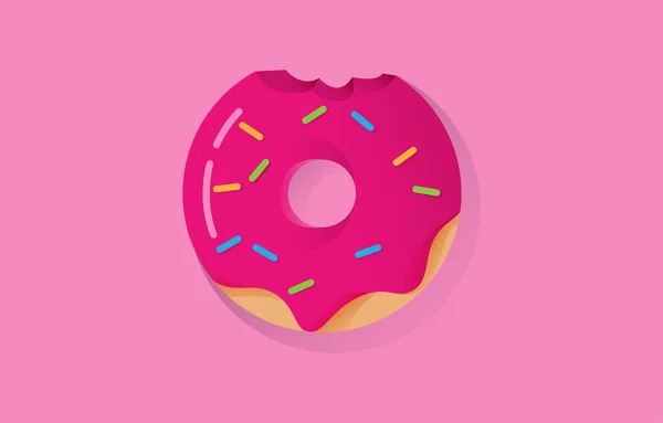 Donut Sabor Fresa Vector Ilustración — Vector de stock