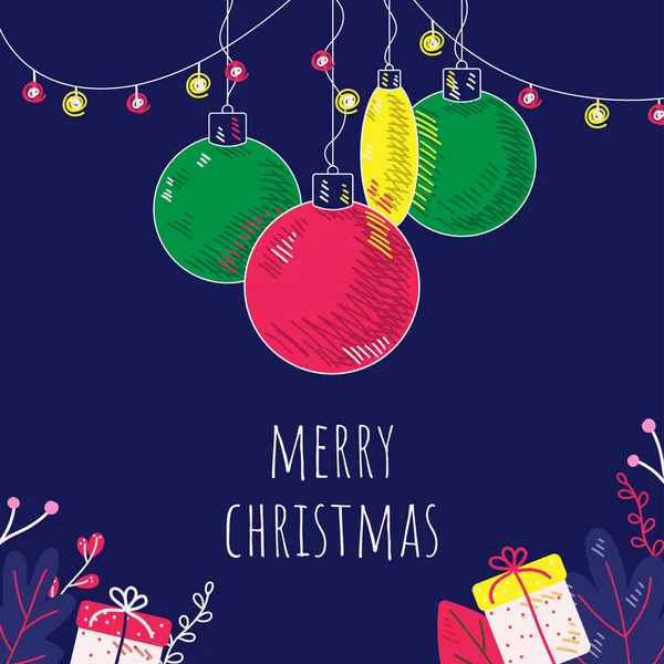 Frohe Weihnachten Und Ein Gutes Neues Jahr Handgezeichneter Weihnachtlicher Hintergrund Stockvektor